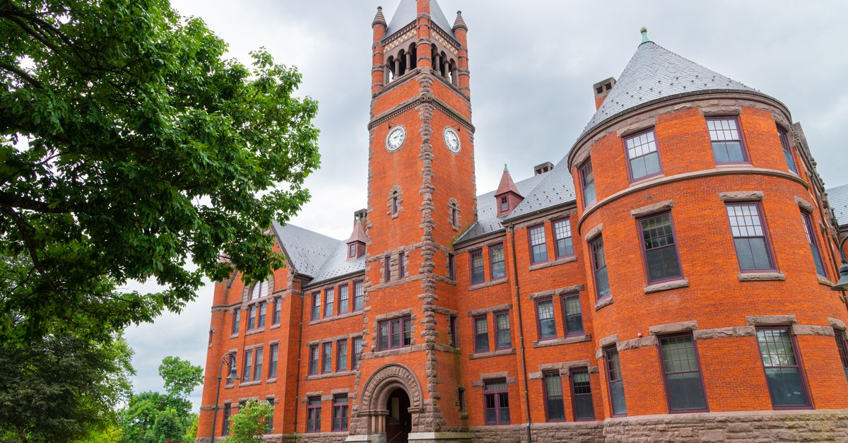 Explore the iconic red brick architecture of a historic college in Gettysburg during the day.